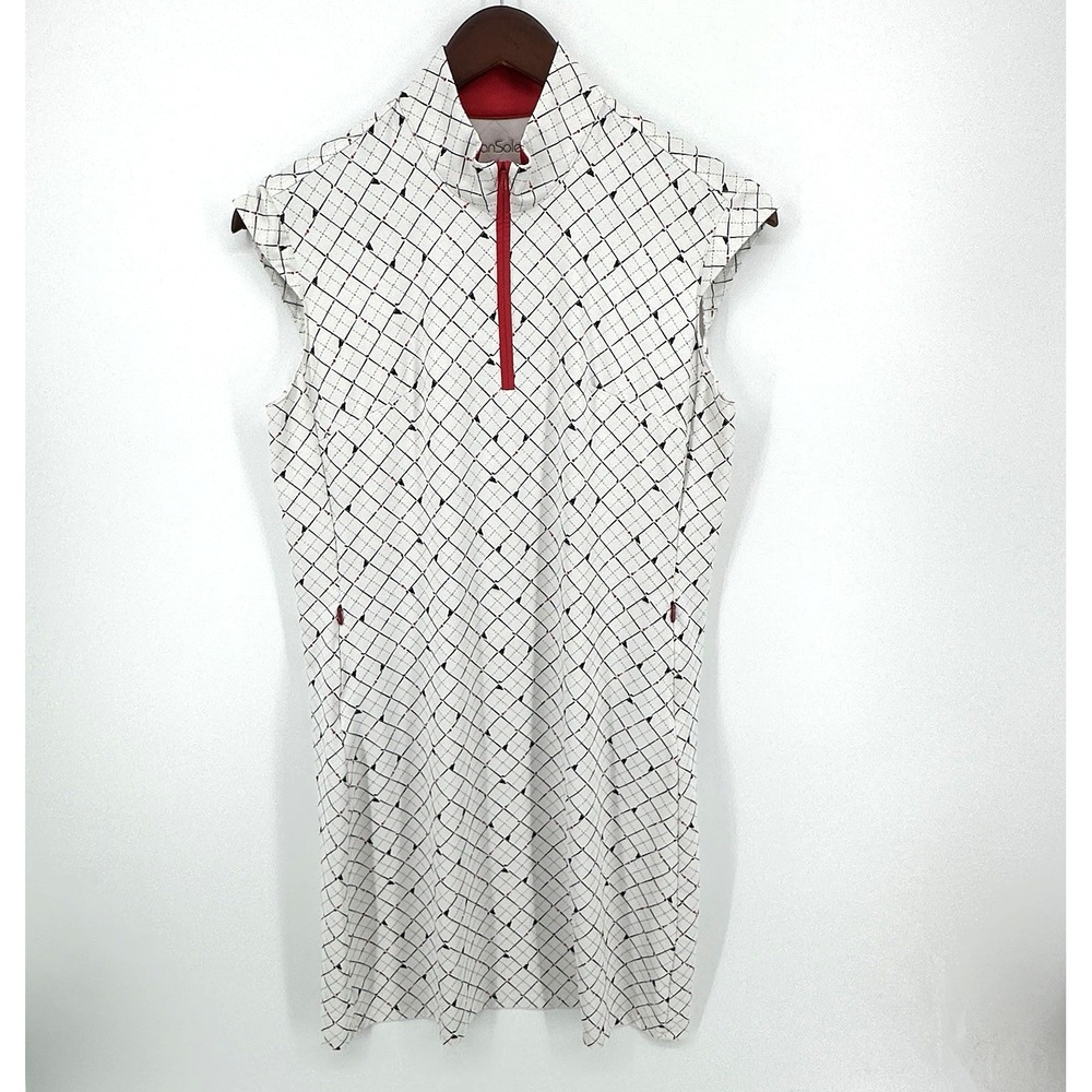San Soleil UPF 50 SolStyle Cool  Sleeveless  Dress  1/4 Zip Golf Size L White